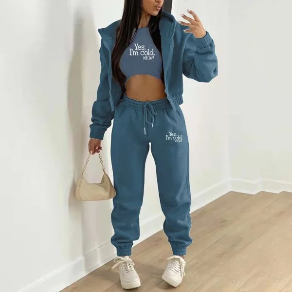 Trendy Y2K Yes I’m Cold Tracksuit